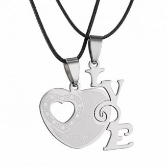 Fako Bijoux® - Vriendschapsketting - RVS - Hart Love You