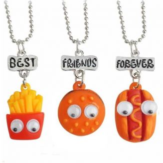 Fako Bijoux® - Vriendschapsketting - Friet, Hotdog & Hamburger - Best Friends Forever