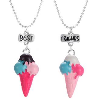 Fako Bijoux® - Vriendschapsketting - IJsjes - IJshoorntjes - BFF Ketting - Best Friends - Roze