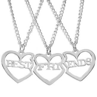 Fako Bijoux® - Vriendschapsketting - BFF Ketting - Drie Hartjes - Best Friends - Zilverkleurig