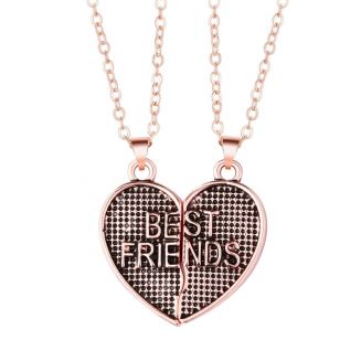 Fako Bijoux® - Vriendschapsketting - BFF Ketting - Hart Rosé Goud - Best Friends - Magnetisch - Rosé Goudkleurig