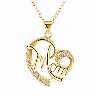 Fako Bijoux® - Ketting Mom Hart - Mama Ketting - Hartje - Cadeautje Moeder - 45cm - Goudkleurig
