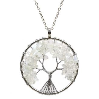 Fako Bijoux® - Ketting - Chakra Reiki - Levensboom XL - Opaal - Tranparant
