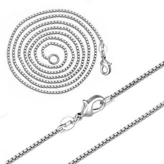 Fako Bijoux® - Schakelketting - Blokjes - 1mm - 55cm - Zilverkleurig