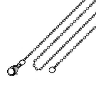 Fako Bijoux® - Schakelketting RVS - Ketting Staal - Stainless Steel - 2mm - 60cm - Zwart
