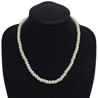 Fako Bijoux® - Parelketting - 6mm - Glasparels - Parelmoer - Wit
