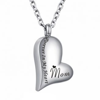 Fako Bijoux® - Ashanger / Assieraad - Hart - Mom - Edelstaal - Zilverkleurig