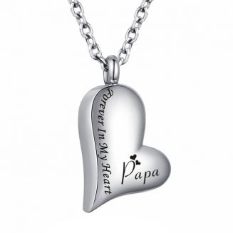 Fako Bijoux® - Ashanger / Assieraad - Hart - Papa - Edelstaal - Zilverkleurig