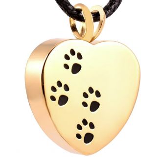 Fako Bijoux® - Ketting - Ashanger / Assieraad - Hartje Met Pootjes - Staal - Goudkleurig
