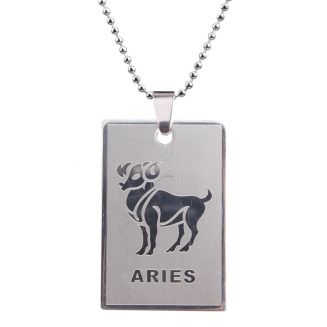 Fako Bijoux® - Ketting - RVS Hanger - Sterrenbeeld Rechthoek - Ram