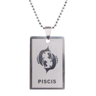 Fako Bijoux® - Ketting - RVS Hanger - Sterrenbeeld Rechthoek - Vissen