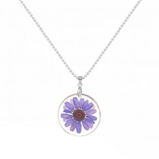 Fako Bijoux® - Ketting - Gedroogde Bloem - Acryl - Paars