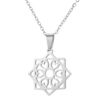 Fako Bijoux® - Ketting Met Hanger - Stainless Steel - RVS - Staal - Double Square - Zilverkleurig