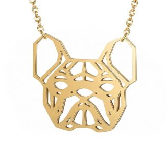 Fako Bijoux® - Ketting Met Hanger - Stainless Steel - RVS - Staal - Hondenkop Boxer - Goudkleurig
