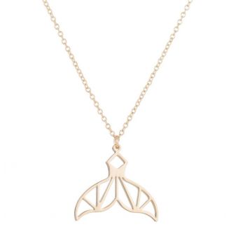 Fako Bijoux® - Ketting Met Hanger - Stainless Steel - RVS - Staal - Dolfijn Staart - Goudkleurig