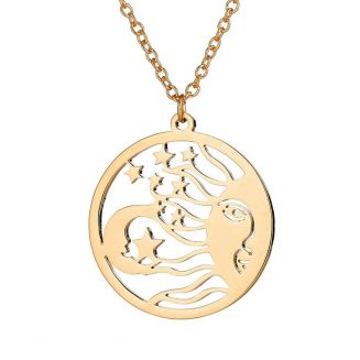 Fako Bijoux® - Ketting Met Hanger - Stainless Steel - RVS - Staal - Zon / Zonnekoning - Goudkleurig