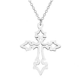 Fako Bijoux® - Ketting Met Kruisje Gothic - Stainless Steel - RVS - Staal - Zilverkleurig