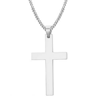 Fako Bijoux® - Schakelketting Met Kruisje Small - Kruis - 22x38mm - 50cm - 2mm - Stainless Steel - RVS - Staal - Zilverkleurig