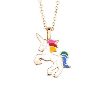 Fako Bijoux® - Ketting - Eenhoorn Regenboog - Goudkleurig