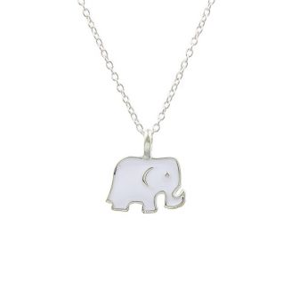 Fako Bijoux® - Ketting - Olifantje Wit - Zilverkleurig