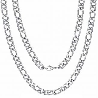 Fako Bijoux® - Schakelketting Figaro - Staal - RVS - Figaro Ketting - 7.5mm - 60cm  - Zilverkleurig