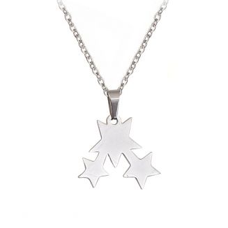 Fako Bijoux® - Ketting - Stainless Steel - Sterretjes Trio - Zilverkleurig
