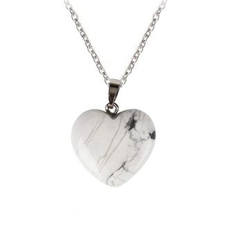 Fako Bijoux® - Ketting - Hart Natuursteen - 20x20mm - Howliet  - 50cm