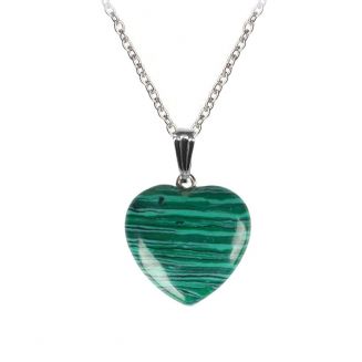 Fako Bijoux® - Ketting - Hart Natuursteen - 20x20mm - Malachiet - 50cm