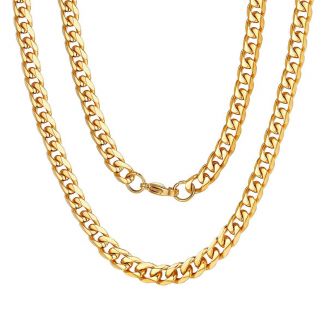 Fako Bijoux® - Schakelketting Staal - RVS - Gourmette - Cuban Link - 7.5mm - 50cm - Goudkleurig