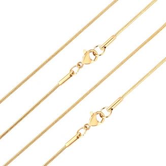 Fako Bijoux® - Ketting - Slang Schakel - Snake Chain - RVS - Stainless Steel - 1.2mm - 45cm - Goudkleurig