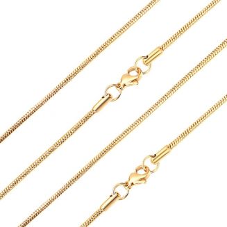 Fako Bijoux® - Ketting - Slang Schakel - Snake Chain - RVS - Stainless Steel - 2mm - 40cm - Goudkleurig