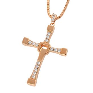 Fako Bijoux® - Ketting - Kruis - Kristal - Deluxe - Goudkleurig