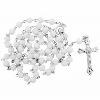 Fako Bijoux® - Ketting - Rozenkrans - Wit - 6mm
