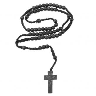Fako Bijoux® - Ketting - Rozenkrans - Hout - Zwart