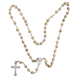 Fako Bijoux® - Ketting - Rozenkrans - Sandelhout - Beige