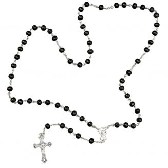 Fako Bijoux® - Ketting - Rozenkrans - Sandelhout - Zwart
