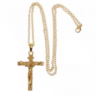 Fako Bijoux® - Ketting Met Kruis - 31x47mm - Goudkleurig