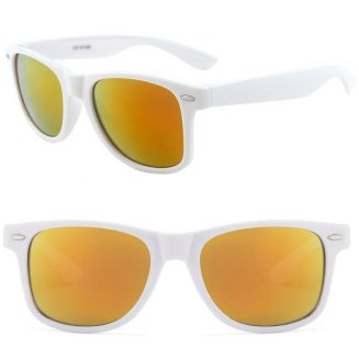 Fako Fashion® - Heren Zonnebril - Dames Zonnebril - Classic - UV400 - Wit Frame - Goud/Rood Spiegel
