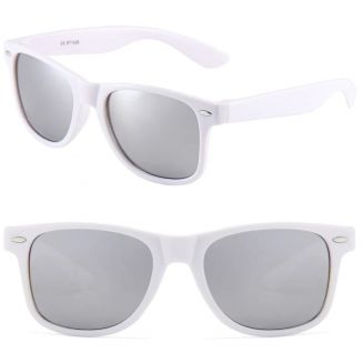 Fako Sunglasses® - Heren Zonnebril - Dames Zonnebril - Classic - UV400 - Wit Frame - Zilver Spiegel