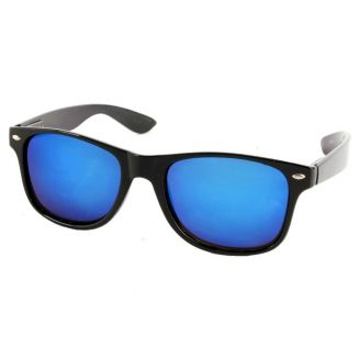 Merkloos - Heren Zonnebril - Dames Zonnebril - UV400 - Zwart - Spiegel Blauw