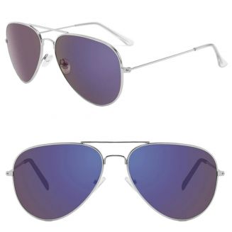 Fako Sunglasses® - Pilotenbril - Piloot Zonnebril - Heren Zonnebril - Dames Zonnebril - Zilver - Donkerblauw