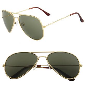 Fako Fashion® - Pilotenbril - Piloot Zonnebril - Heren Zonnebril - Dames Zonnebril - Goud - Donkergroen