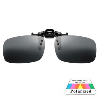 Fako Sunglasses - Clip On Voorzet Zonnebril In Box - Overzet Clip-on - Polariserend - Polarized - Medium - 130x37mm - Zwart