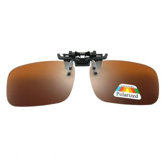 Fako Fashion® - Clip On Voorzet Zonnebril - Overzet Clip-on - Polariserend - Polarized - Large - 133x40mm - Bruin