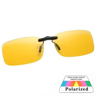 Fako Sunglasses® - Clip On Voorzet Zonnebril - Overzet Clip-on - Polariserend - Polarized - Small - 135x37mm - Night Vision - Geel