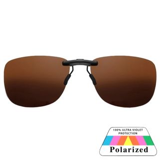 Merkloos - Clip On Voorzet Zonnebril - Overzet Clip-on - Polariserend - Polarized - Large - 130x43mm - Bruin