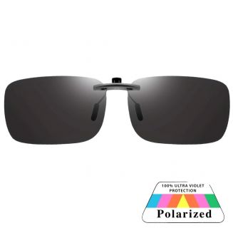 Fako Sunglasses® - Clip On Voorzet Zonnebril Metal - Overzet Clip-on - Polariserend - Polarized - Medium - 135x40mm - Zwart