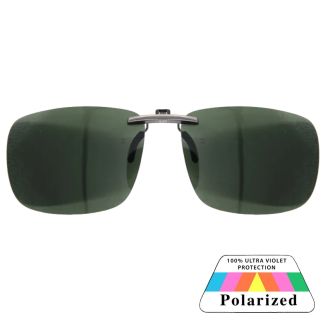 Fako Sunglasses - Clip On Voorzet Zonnebril Gun Metal In Box - Overzet Clip-on - Polariserend - Polarized - Medium - 130x43mm - Groen