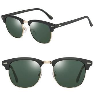 Fako Sunglasses® - Club Style Zonnebril - Polariserend - Dames - Heren - Mat Zwart/Goud - Donkergroen