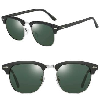 Fako Fashion® - Club Style Zonnebril - Polariserend - Dames - Heren - Zwart/Zilver - Donkergroen